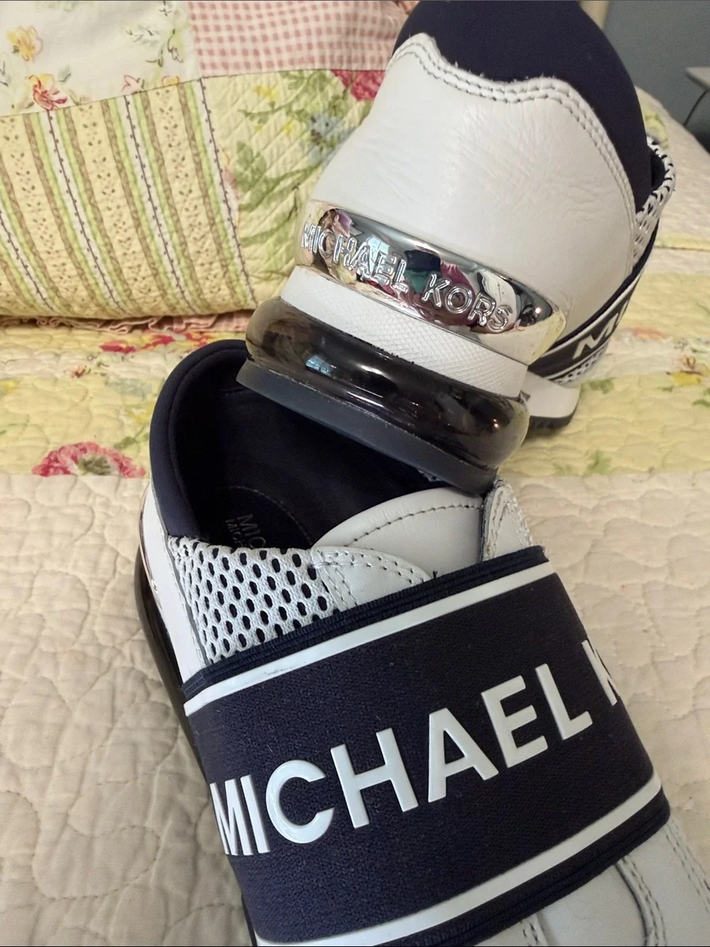 Michael Kors Felix Trainers White Navy Size 8.5